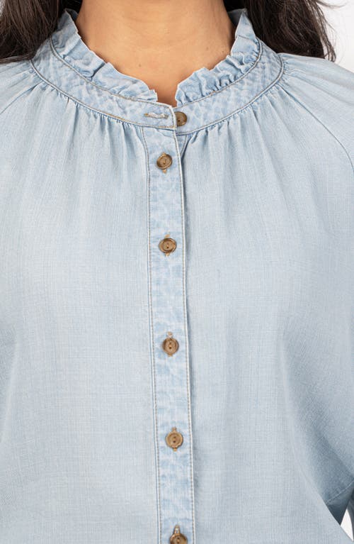 Kut From The Kloth Novah Ruffle Chambray Button-up Top In Light Wash