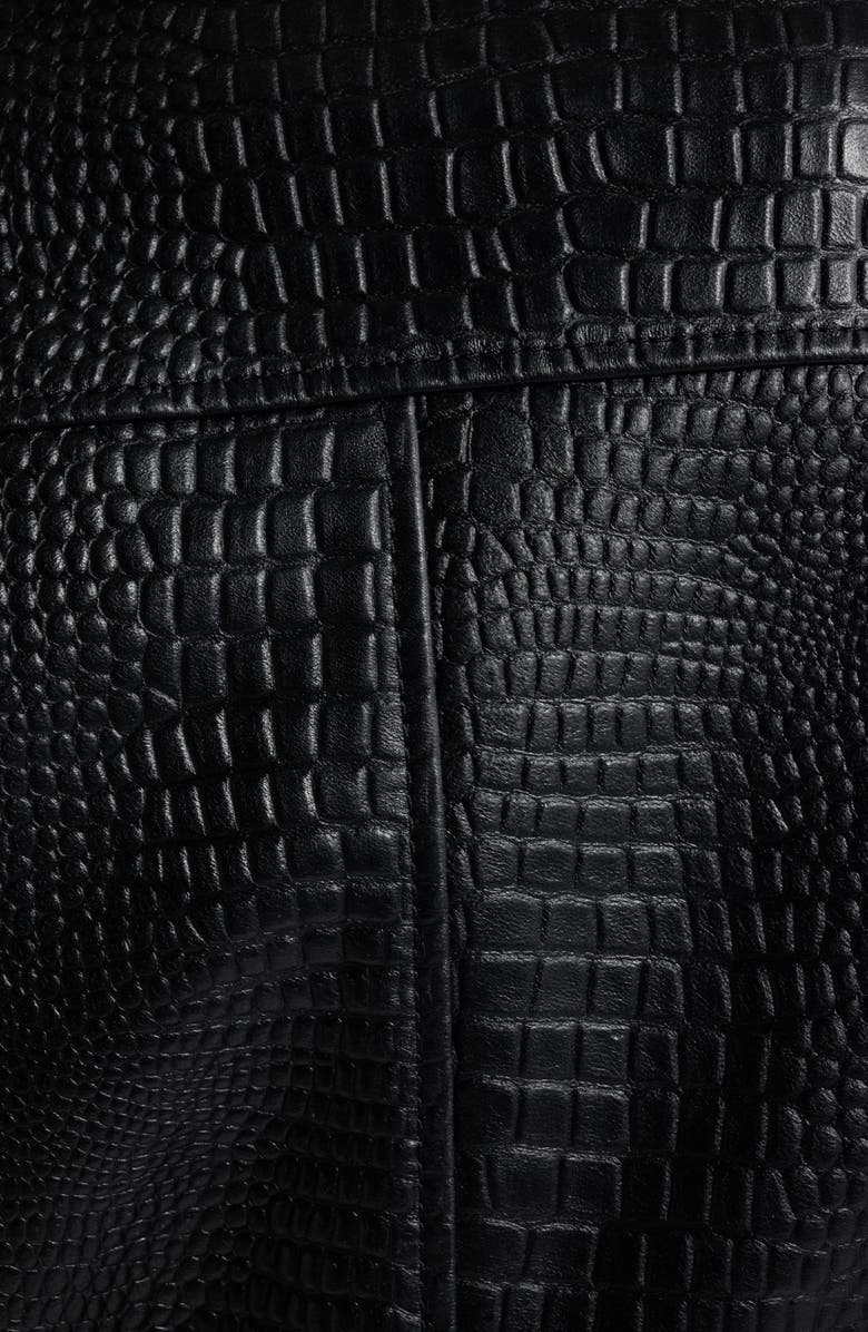 Bernardo Short Croc-Embossed Leather Jacket, Alternate, color, Black