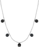 DELMAR Sterling Silver Cultured Black Tahitian Pearl Charm Necklace