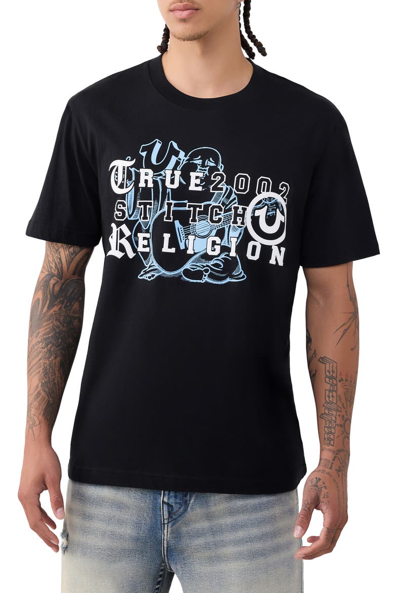 Buddha Letters Graphic T-Shirt, Main, color, JET BLACK