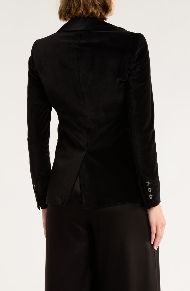 Alice + Olivia Macey Fitted Velvet Blazer, Alternate, color, Black