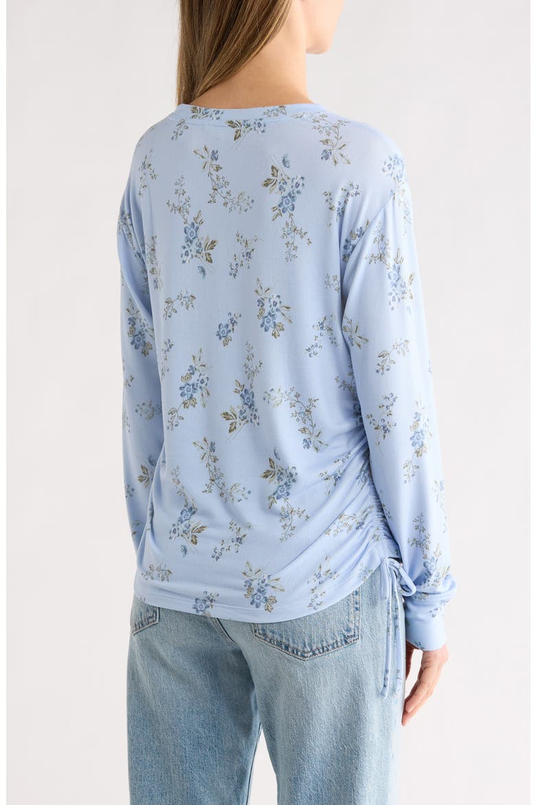 Cozy Ruched Side Long Sleeve Top, Alternate, color, BLUE MULTI
