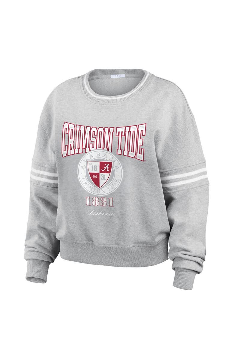 WEAR by Erin Andrews Women's WEAR by Erin Andrews Heather Gray Alabama Crimson Tide Classic Stripe Pullover Sweater, Alternate, color, Heather Gray