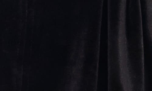 Cece Rhinestone Bow Stretch Velvet Top In Black