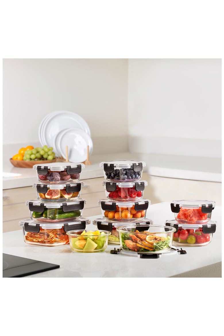 12-Pack Glass Food Prep Storage Containers, Alternate, color, CLEAR