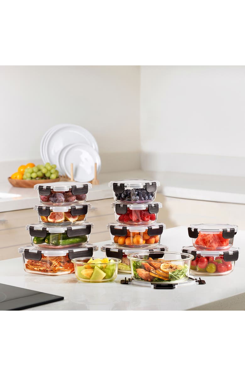 SORBUS 12-Pack Glass Food Prep Storage Containers, Alternate, color, Clear