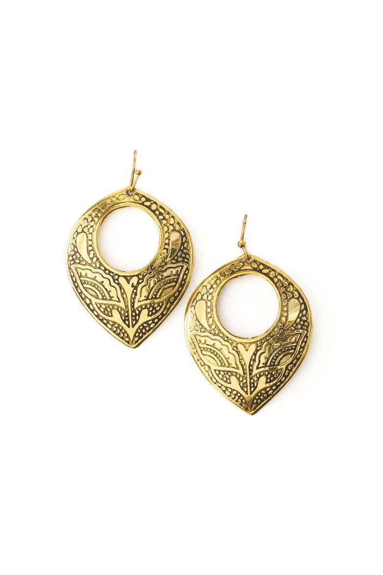 Yashi Embossed Statement Earring, Main, color, Gold