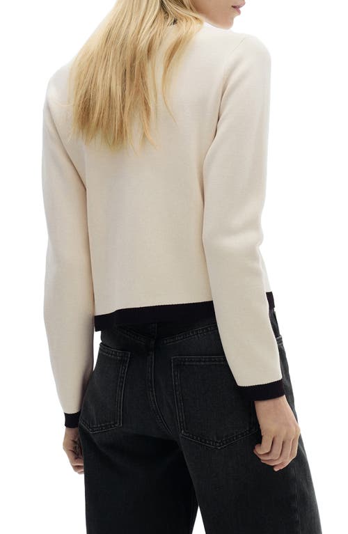 Mango Trim Sweater Jacket In Ecru