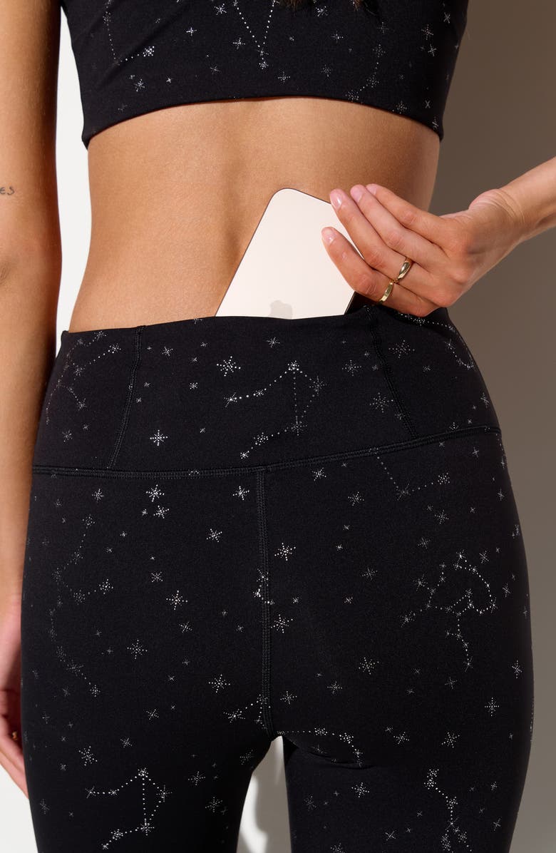 Spiritual Gangster Zodiac Print Nirvana Lotus Leggings, Alternate, color, Black