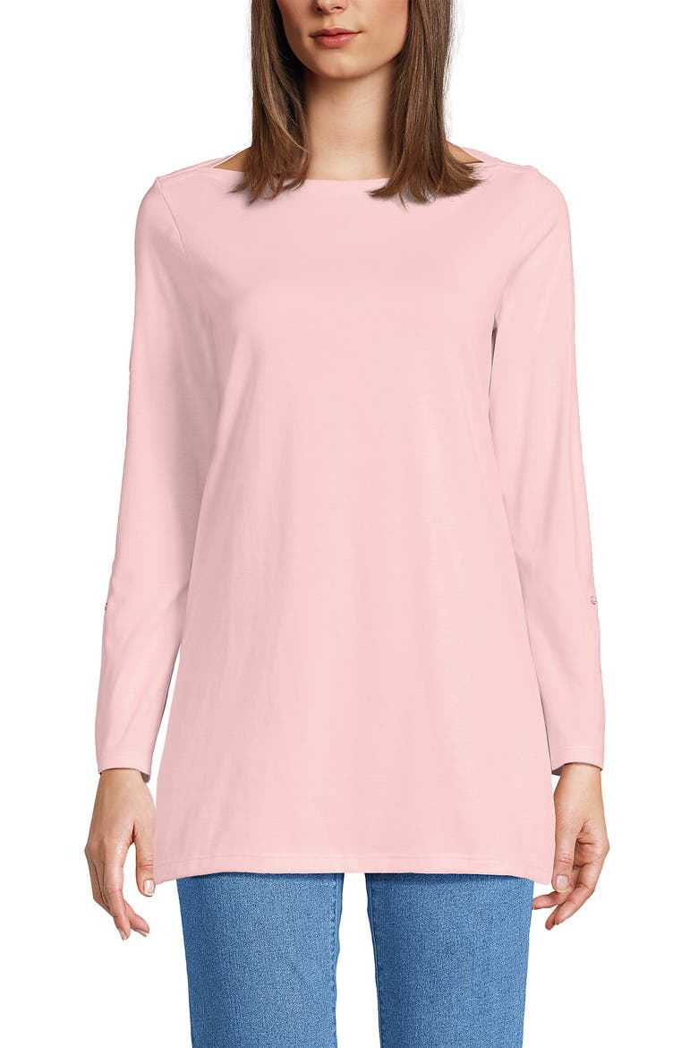 Supima Cotton Adjustable 3/4 Sleeve Boatneck Tunic, Alternate, color, Sea Salt Pink