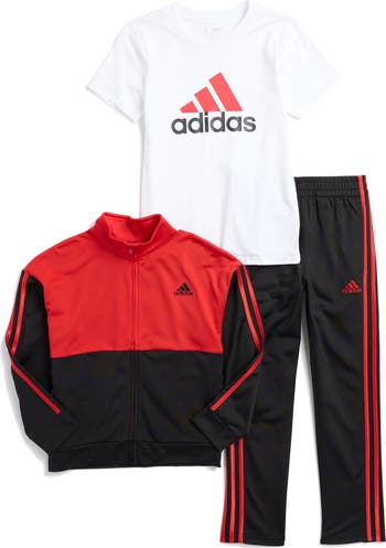 Kids 3 Stripes Colorblock Tricot Track Jacket T Shirt Pants Set Big Kid