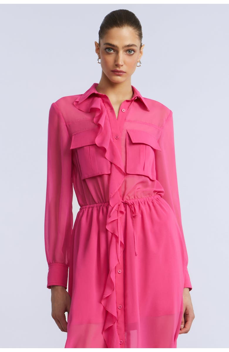 BCBGMAXAZRIA Solid Ruffle Dress, Alternate, color, Fuchsia Purple