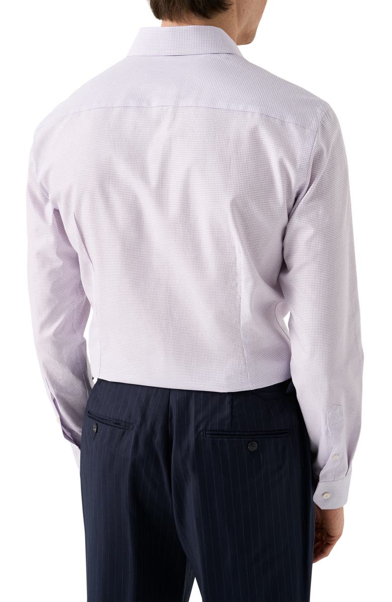 Eton Contemporary Fit Check Cotton Twill Dress Shirt, Alternate, color, Light Purple
