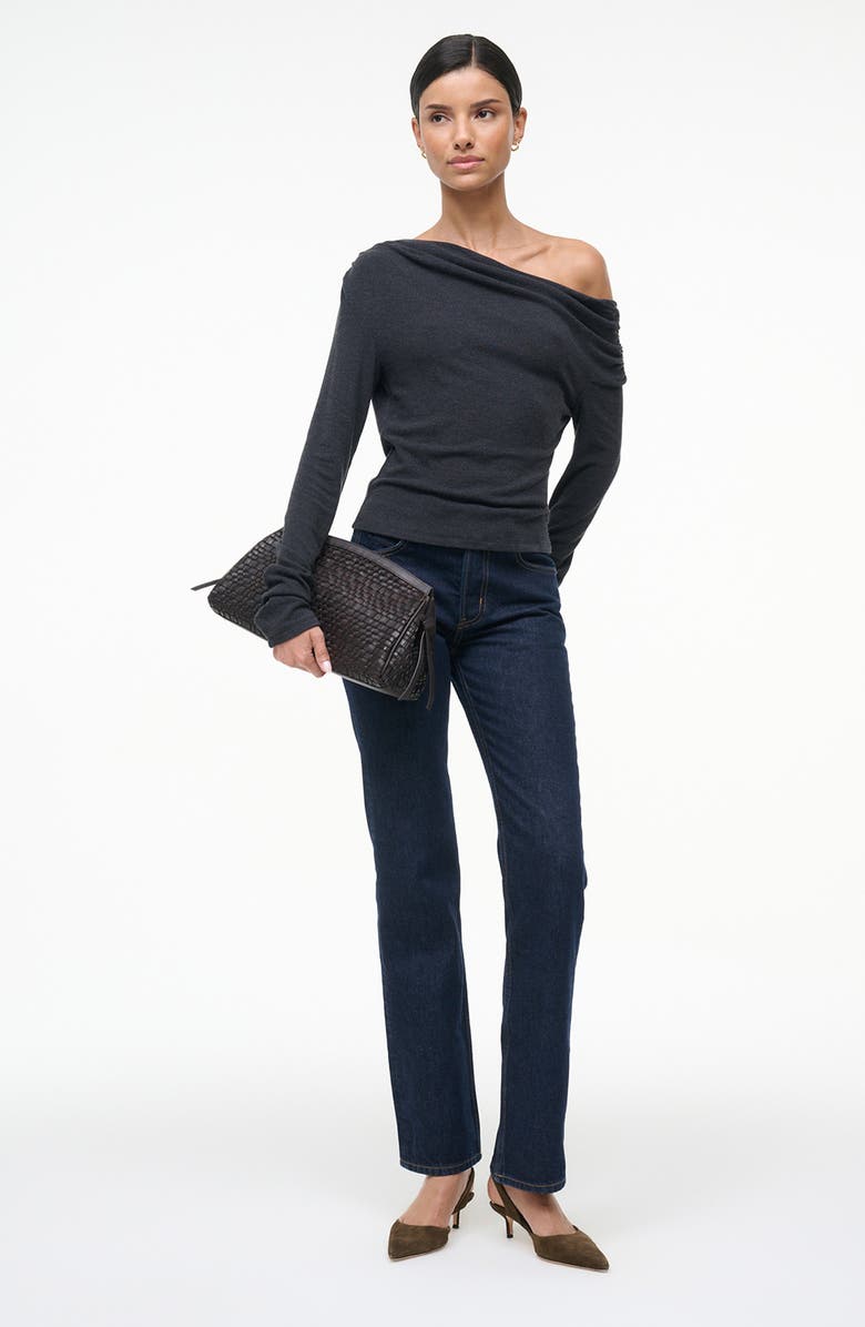 STAUD Philomena One-Shoulder Top, Alternate, color, Charcoal