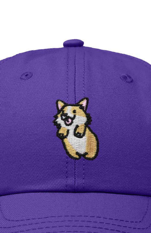 Dalix Leaping Corgi Embroidered Cap In Purple