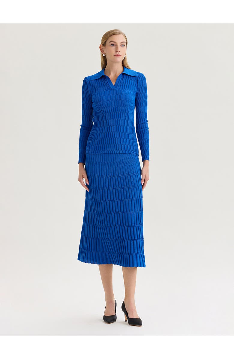 Misook Raised Geometric Soft Knit Tunic, Alternate, color, Aegean Blue