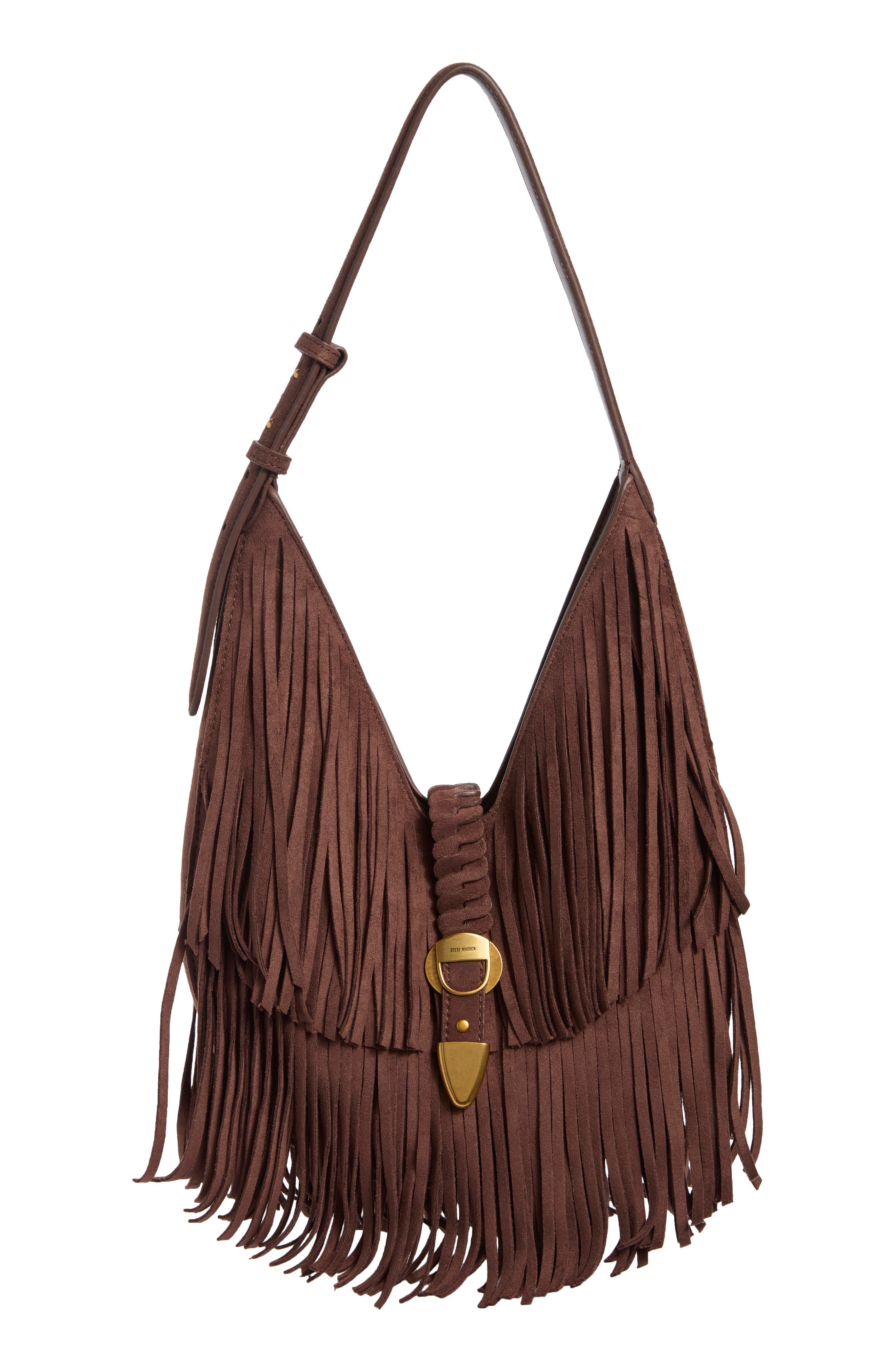 Georgina Fringe Hobo Shoulder Bag, Main, color, ESPRESSO SUEDE