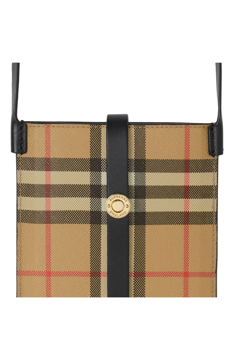 Burberry Anne Check Canvas & Leather Crossbody Phone Case, Alternate, color,
