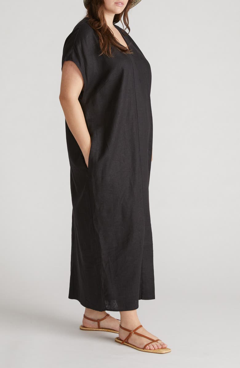 Universal Standard Cabana Linen Blend Caftan Dress, Alternate, color,