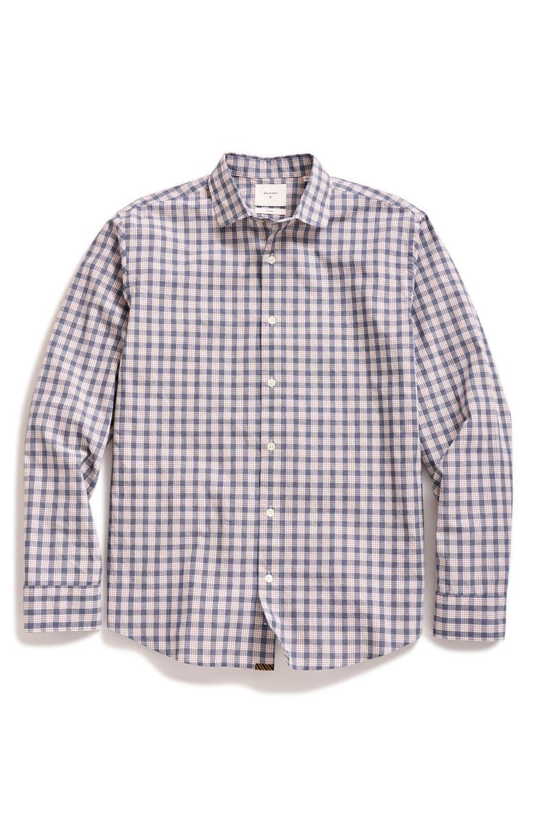Billy Reid Standard Fit Slub Grid Cotton Button-Up Shirt, Main, color, Blue/ Multi