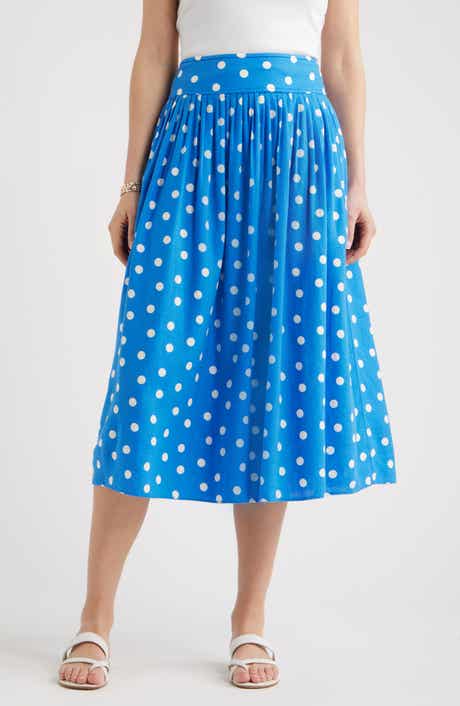 Pull-On Linen Blend Midi Skirt