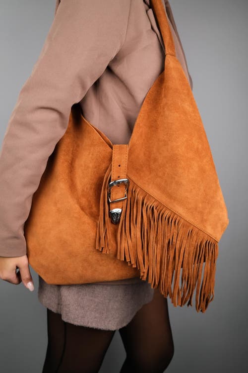 Forever & Always Shoes Rosalin Leather Tassel Shoulder Bag In Orange