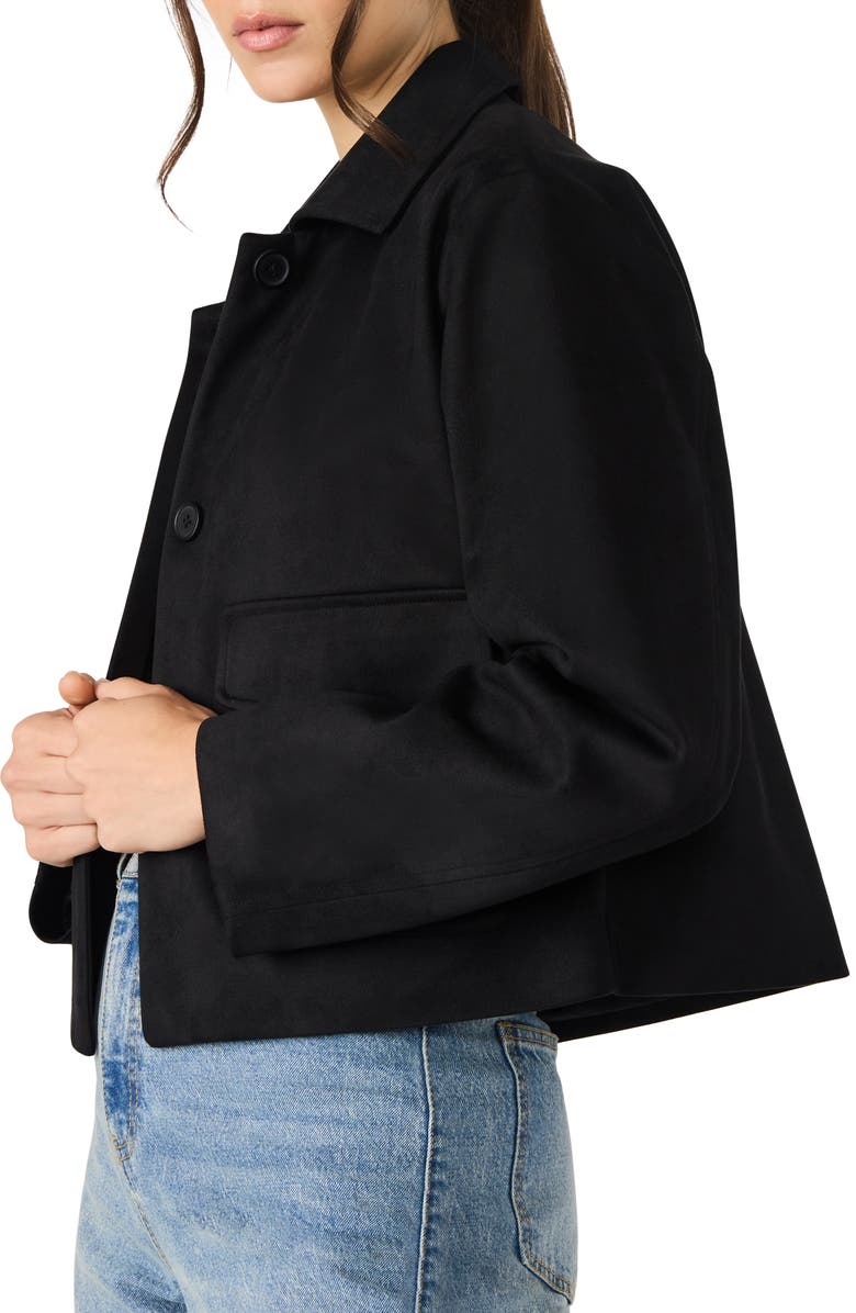 Steve Madden Faux Suede Trucker Jacket, Alternate, color, Black