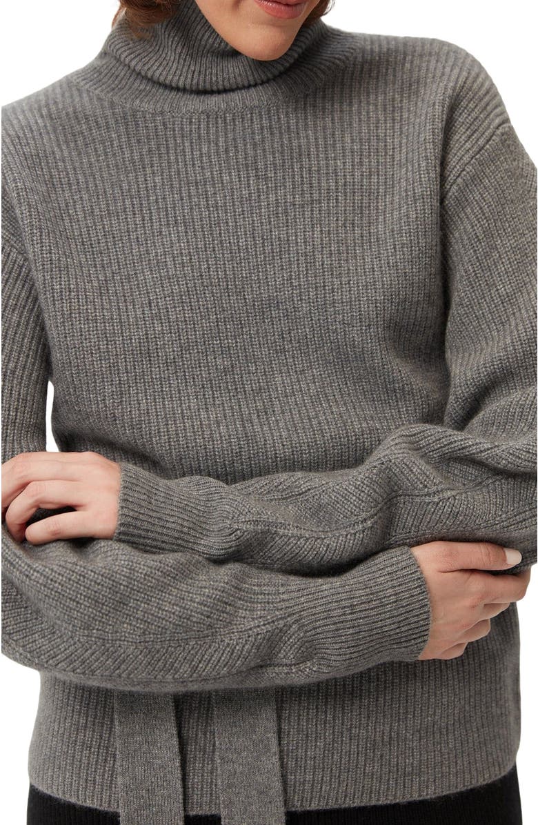 GOBI Mongolian Cashmere Belted Cashmere Turtleneck, Alternate, color, Dim Gray