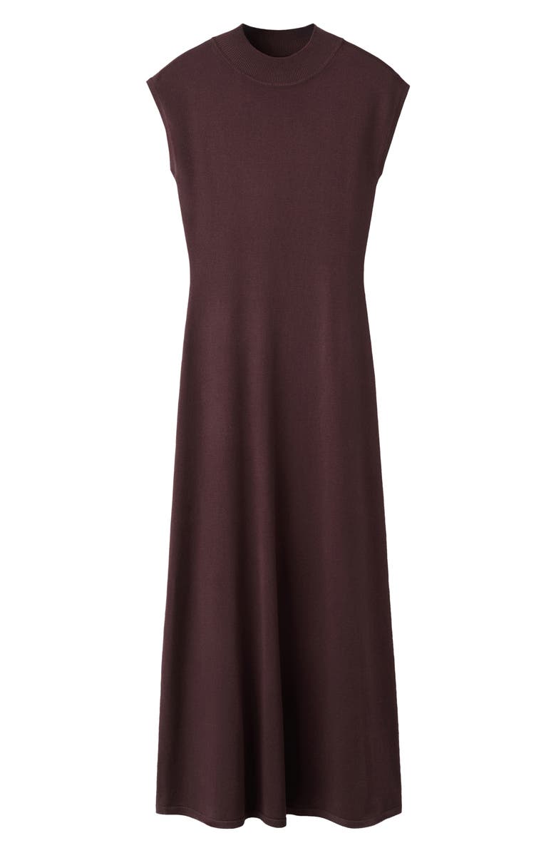 MANGO Mock Neck Midi Sweater Dress, Alternate, color, Chocolate
