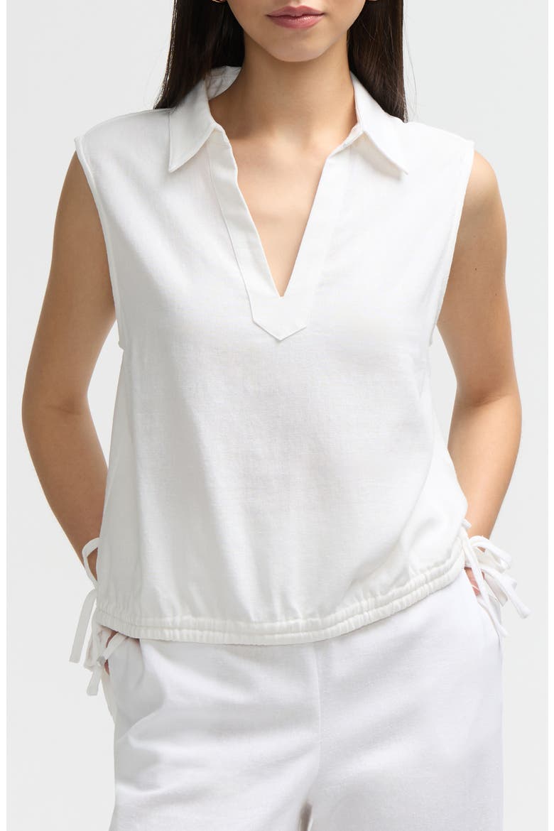 Sleeveless Drawstring Hem Top, Main, color, WHITE