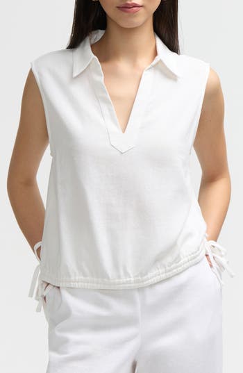 Nvlt Sleeveless Drawstring Hem Top In White