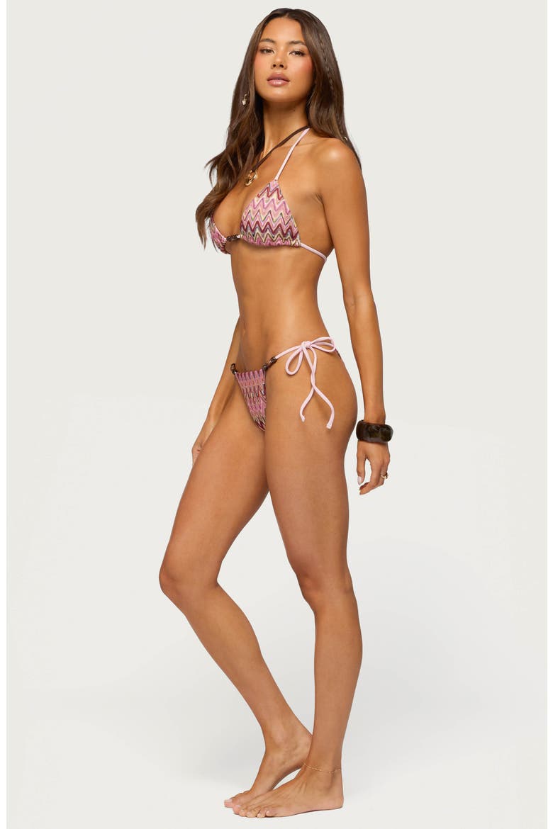 Alayna Zigzag Side Tie Bikini Bottoms, Alternate, color, PINK