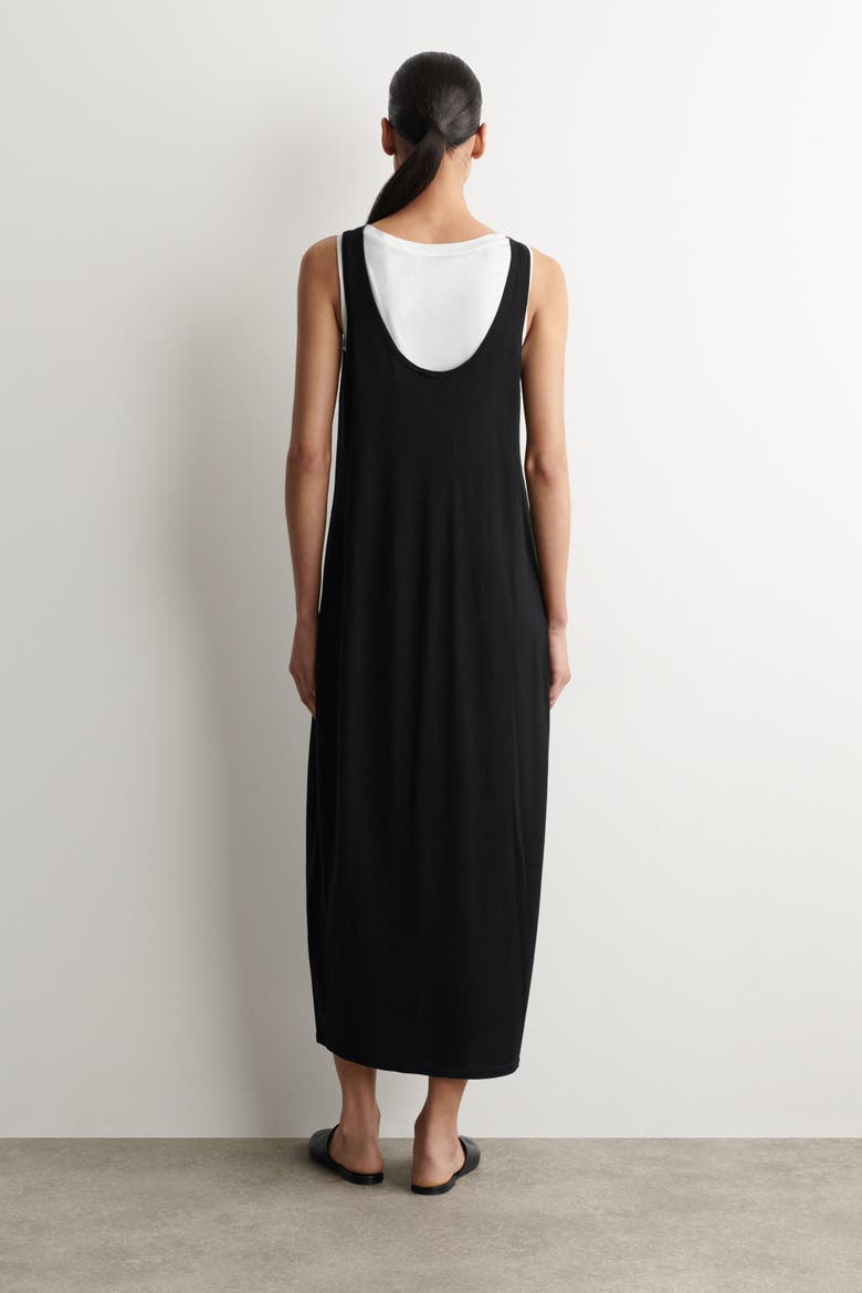 Rounded Merino Wool Maxi Dress, Alternate, color, BLACK