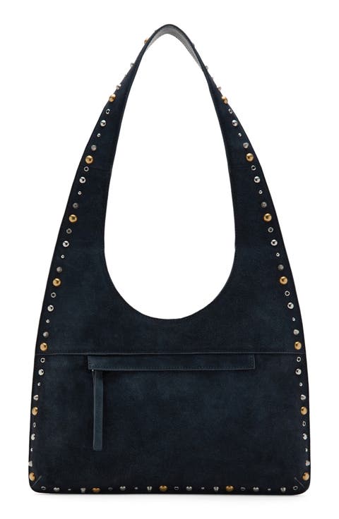 Studded Suede Shoulder Bag (Online Exclusive)