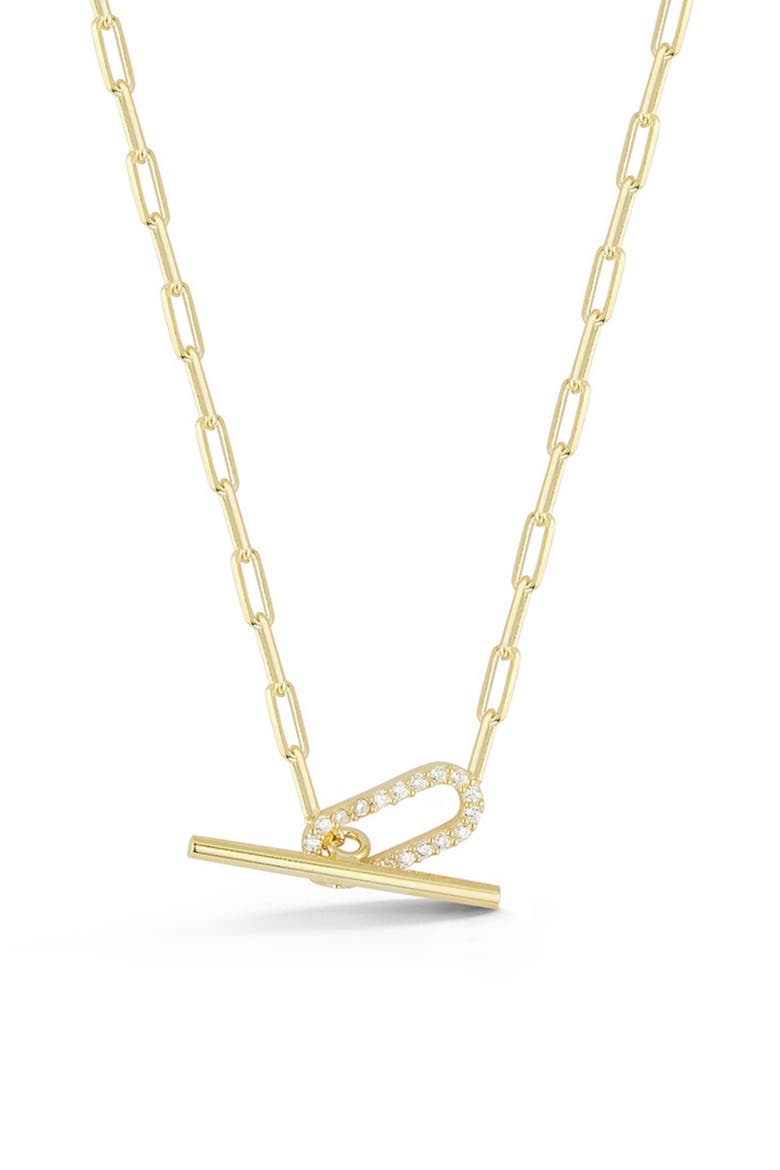 Sterling Silver CZ Link Toggle Necklace, Main, color, GOLD