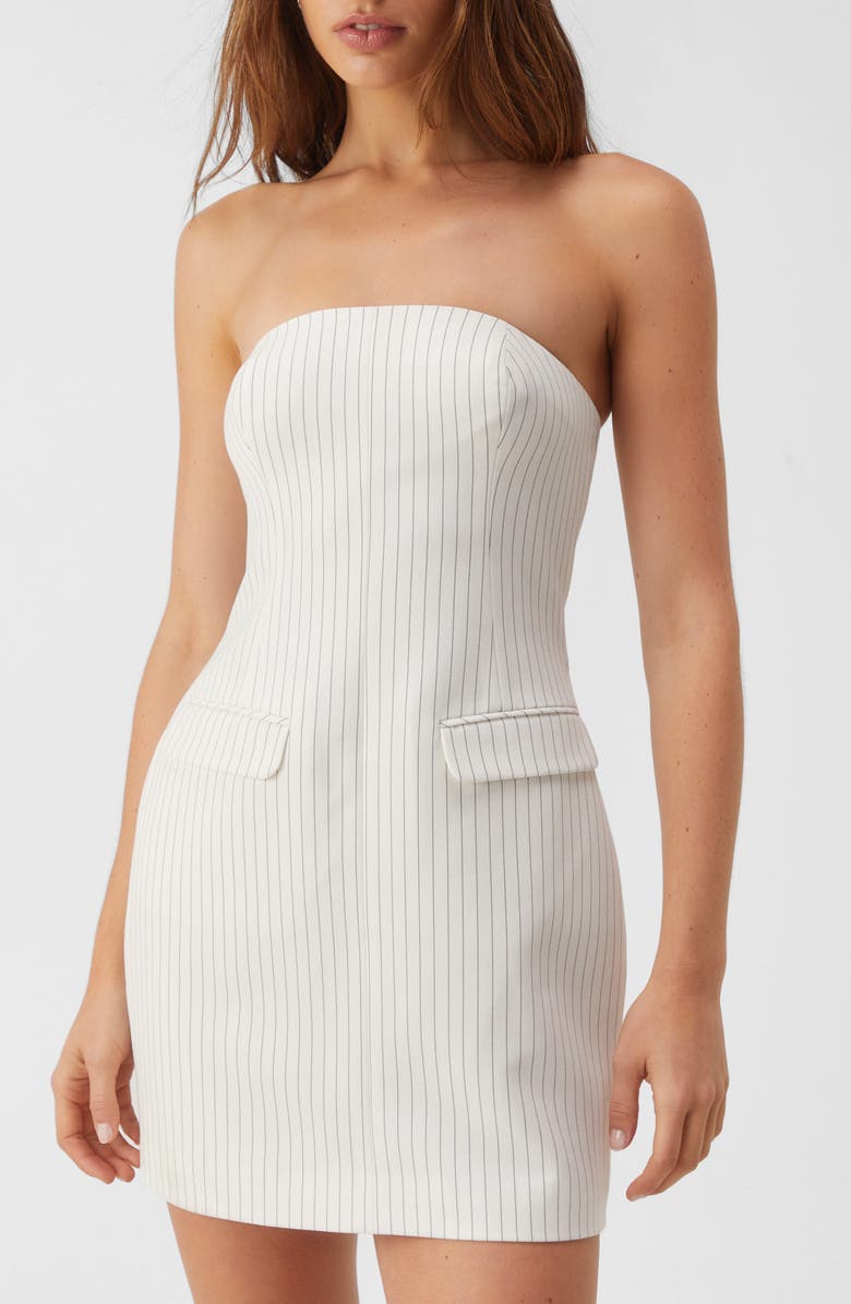 NASTY GAL Pinny Tailored Minidress, Alternate, color, Ivory Pinstripe