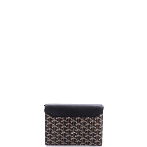 Pre-owned Goyard Goyard Chypre Wallet On Strap Coated Canvas With Leather In Black