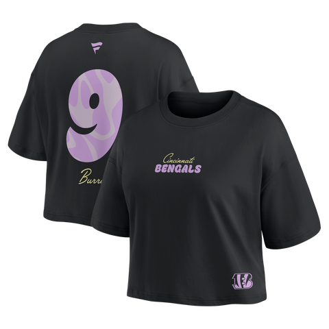 Women's Fanatics Joe Burrow Black Cincinnati Bengals Fashion Cropped T-Shirt