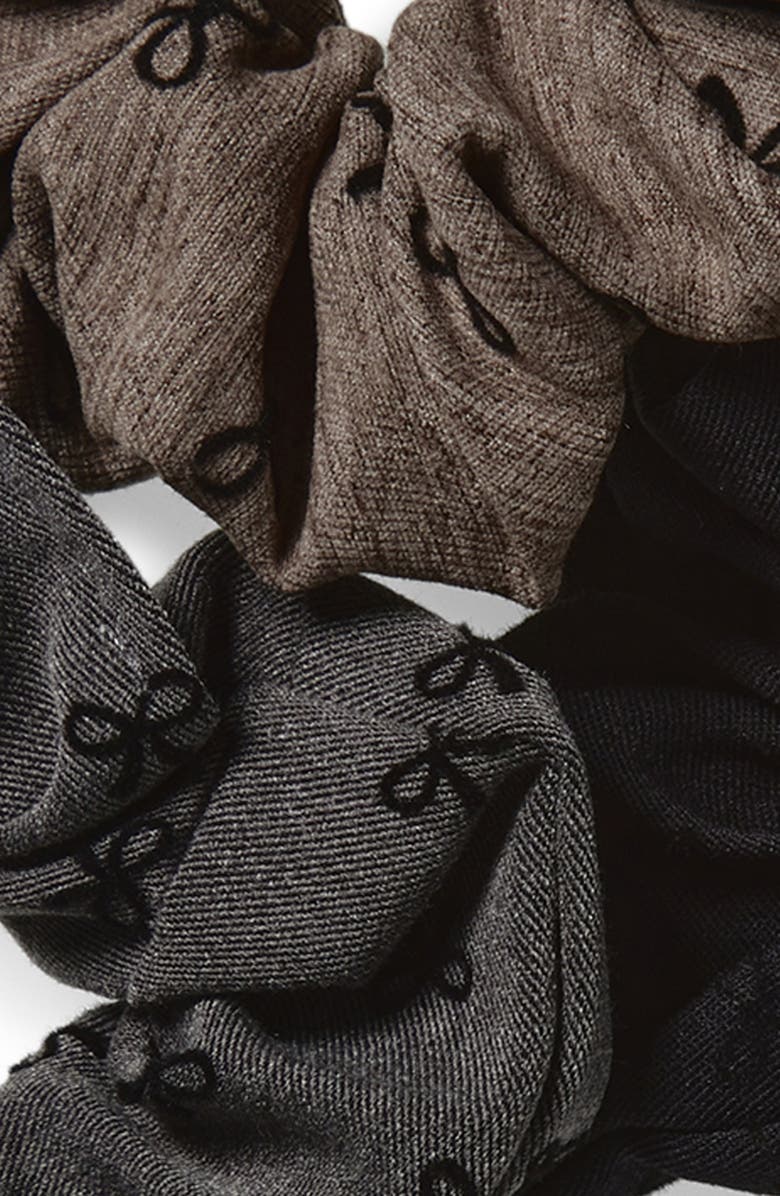Tasha 3-Pack Bow Scrunchies, Alternate, color, Grey/ Black
