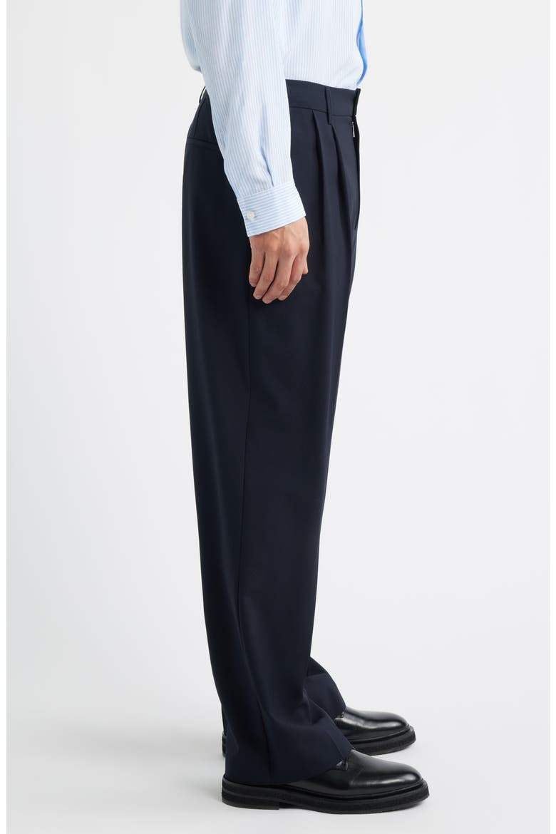 Pleated Wool Wide Leg Pants, Alternate, color, DARK NAVY