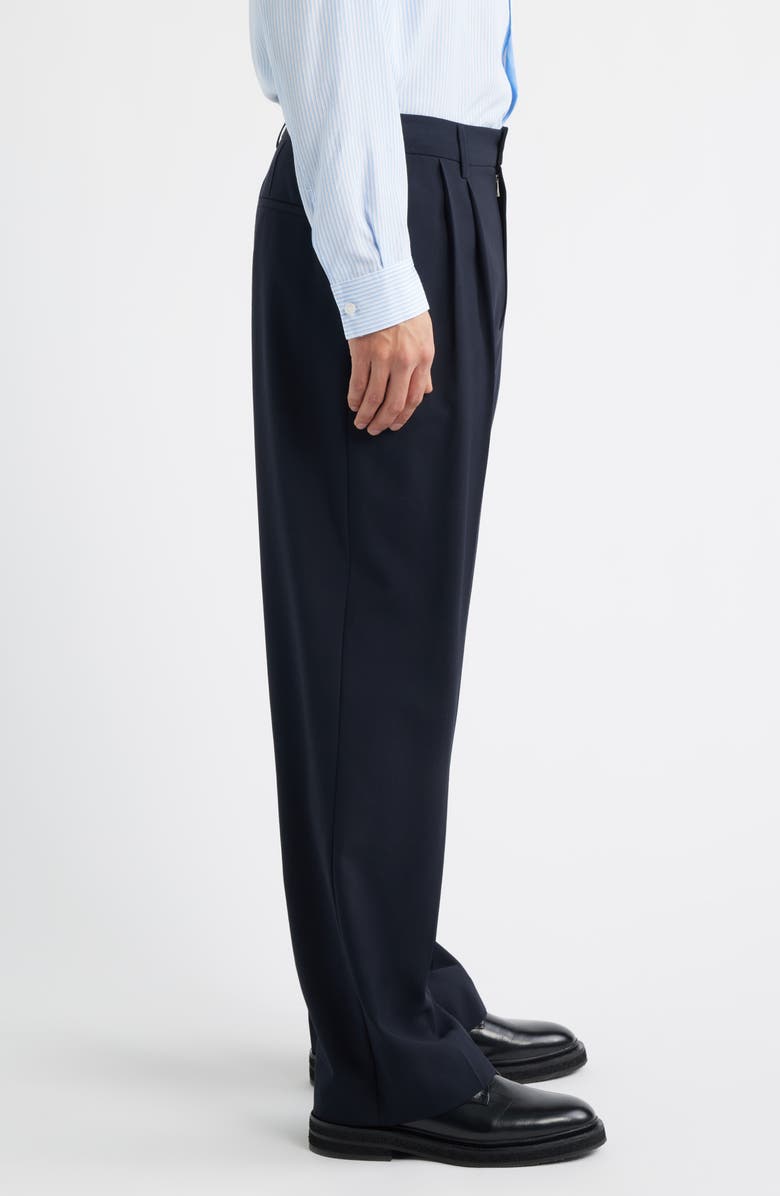 FRAME Pleated Wool Wide Leg Pants, Alternate, color, Dark Navy