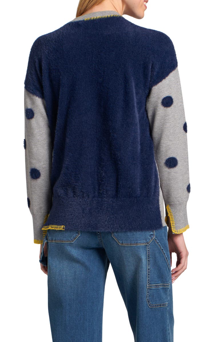 APNY Contrast Dot Sweater, Alternate, color, Light Heather Grey/ Navy