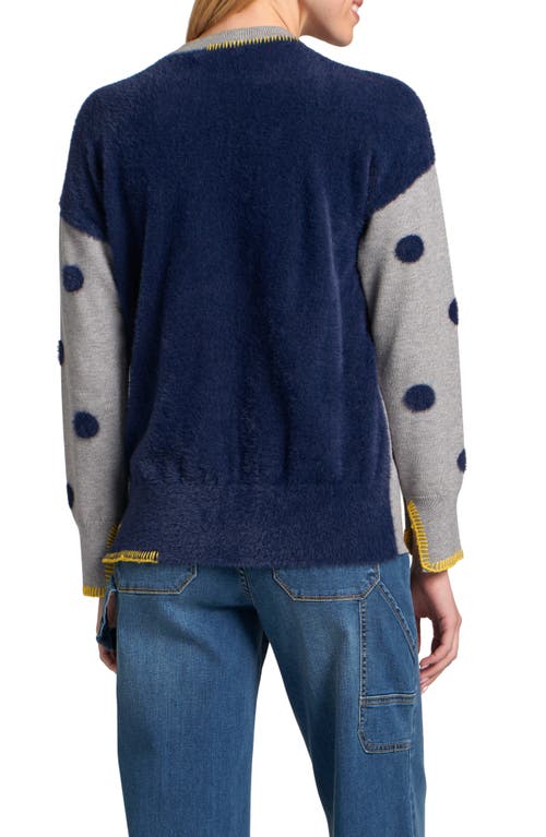 Apny Contrast Dot Sweater In Gray