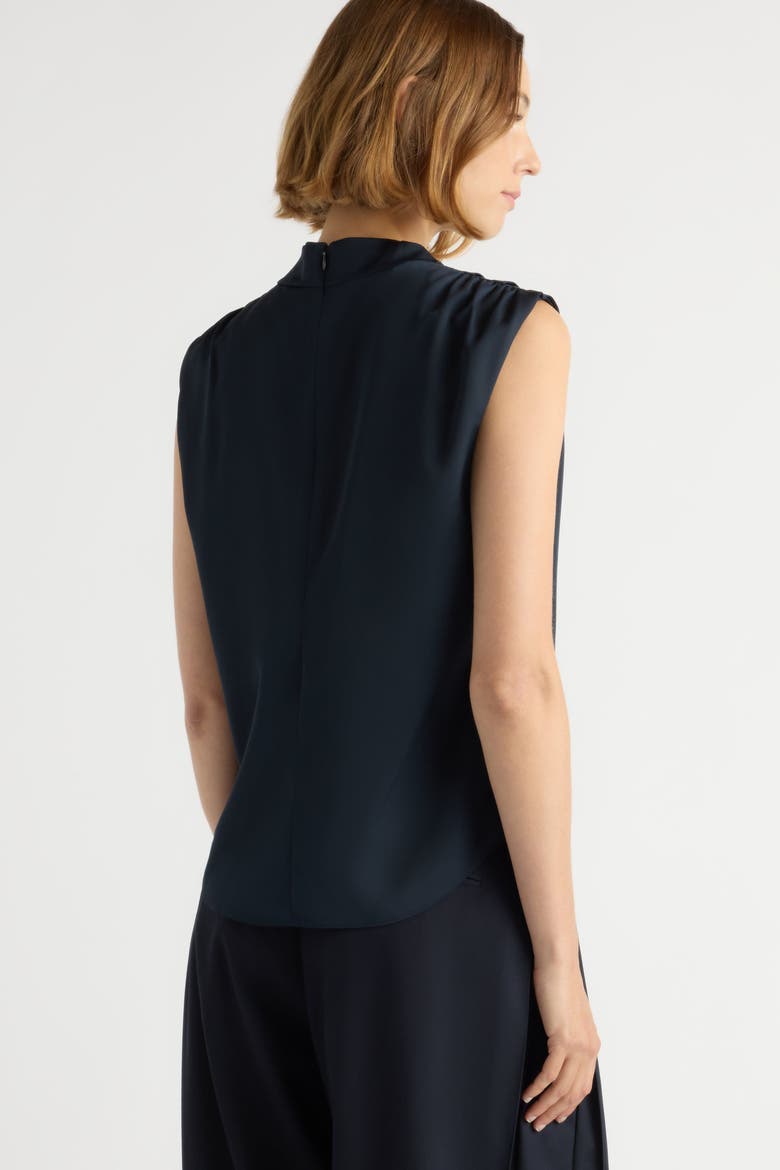 Allegra Gathered-Neck Sleeveless Blouse, Alternate, color, Navy