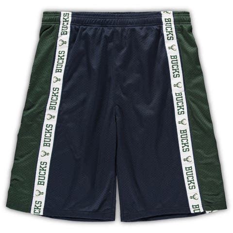 Men's Fanatics Branded Navy/Hunter Green Milwaukee Bucks Big & Tall Tape Mesh Shorts