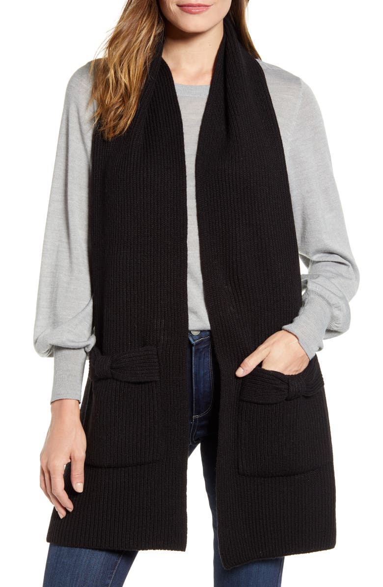 Kate Spade New York solid bow knit scarf, Main, color,