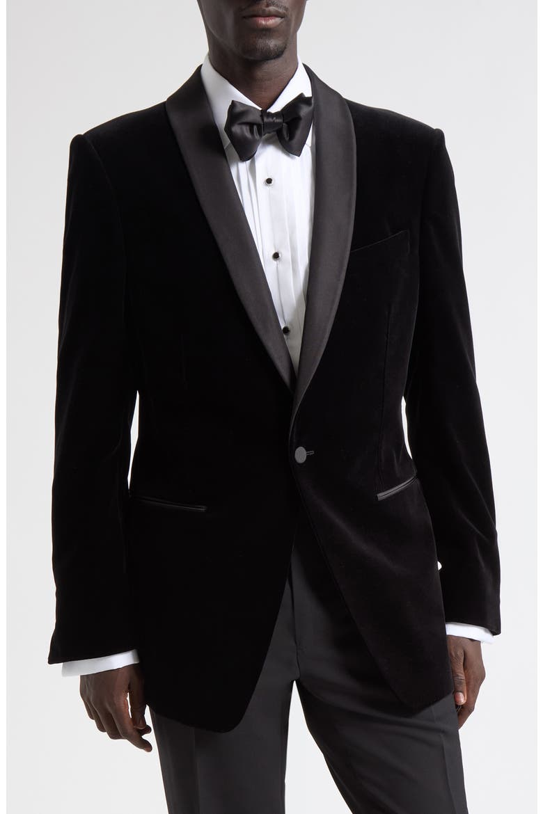 Stretch Velveteen Dinner Jacket, Main, color, NAA BLACK