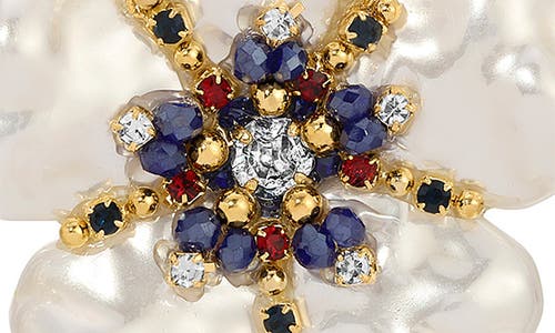 Eye Candy Los Angeles Meghan Cubic Zirconia Pearlescent Flower Drop Earrings In Gold/pearl Multi
