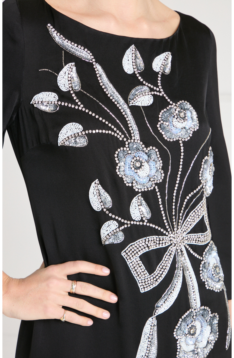 Temperley London Lana Sleeved Gown, Alternate, color, Black