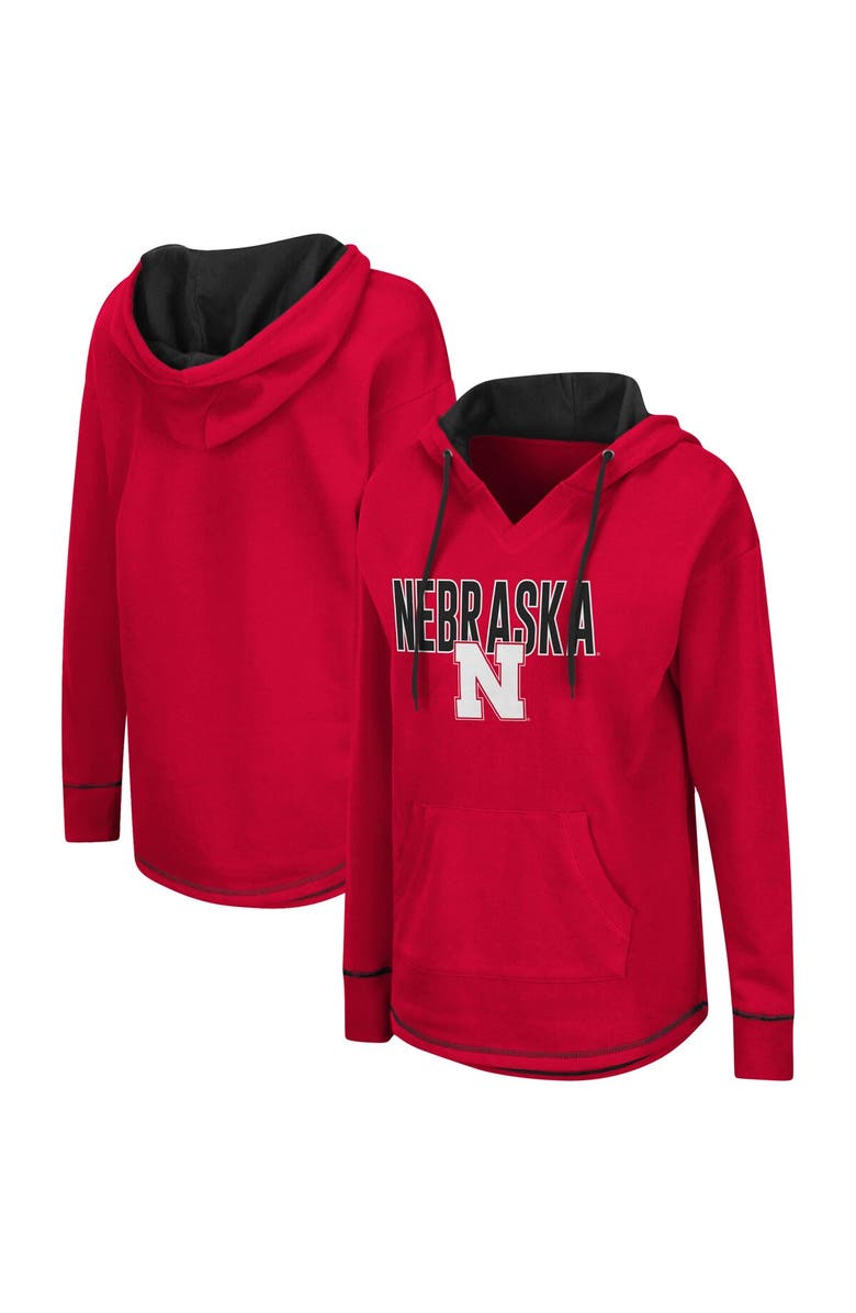 COLOSSEUM Women's Colosseum Scarlet Nebraska Huskers Tunic Pullover Hoodie, Main, color,